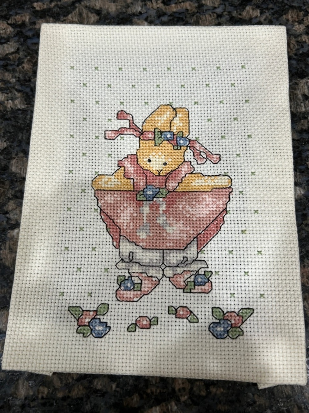 Bucilla Daisy Kingdom Counter Cross Stitch Handmade Cross Stitch Bunny in Pink - Picture 3 of 3